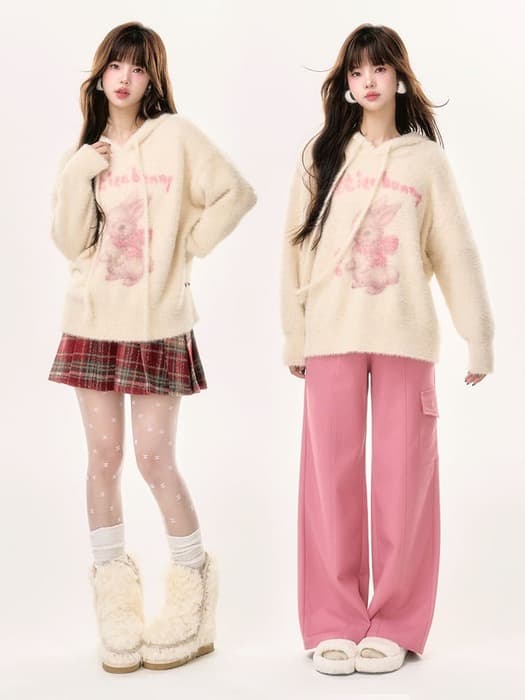 量産型/参戦服/推し活 うさぎのアップリケがかわいい♡パーカー