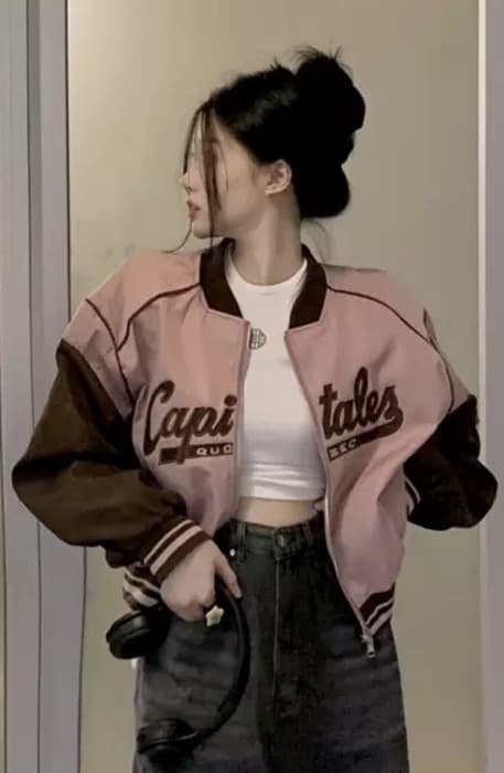 量産型/参戦服/推し活 アメリカンレトロピンクアウター♡女子に大人気! アウター