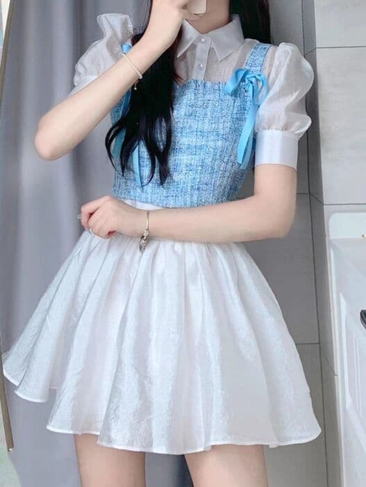 量産型/参戦服/推し活 甘くて爽やかなガーリベストのセットアップ