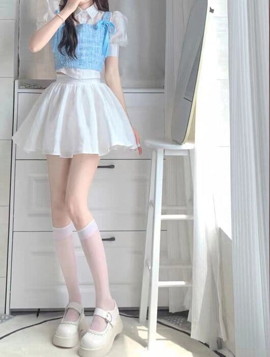 量産型/参戦服/推し活 甘くて爽やかなガーリベストのセットアップ