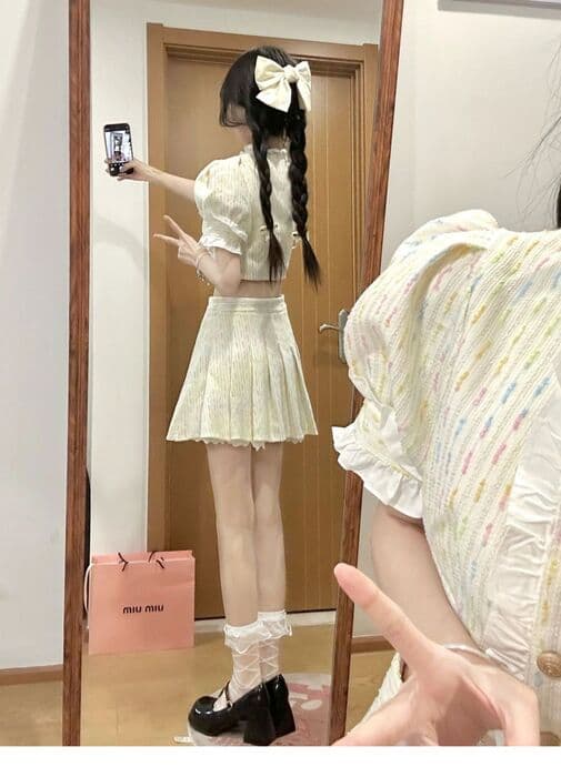 量産型/参戦服/推し活 爽やかフレンチガーリーセットアップ