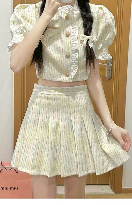 量産型/参戦服/推し活 爽やかフレンチガーリーセットアップ