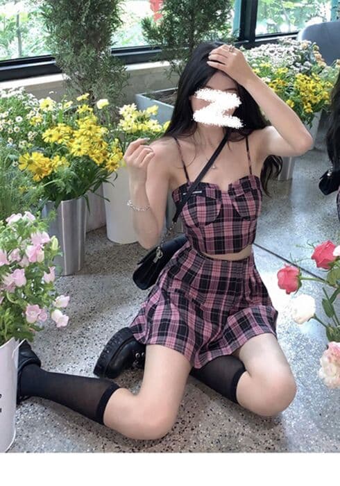 量産型/参戦服/推し活 真夏の甘辛チェックセットアップ