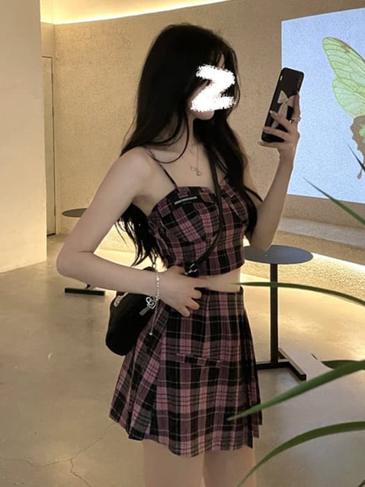 量産型/参戦服/推し活 真夏の甘辛チェックセットアップ