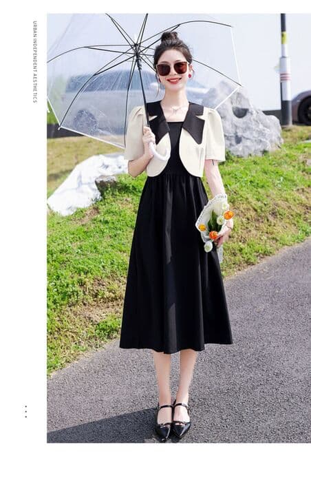 量産型/参戦服/推し活 涼しさ感じる大人っぽ上品ワンピースのセットアップ