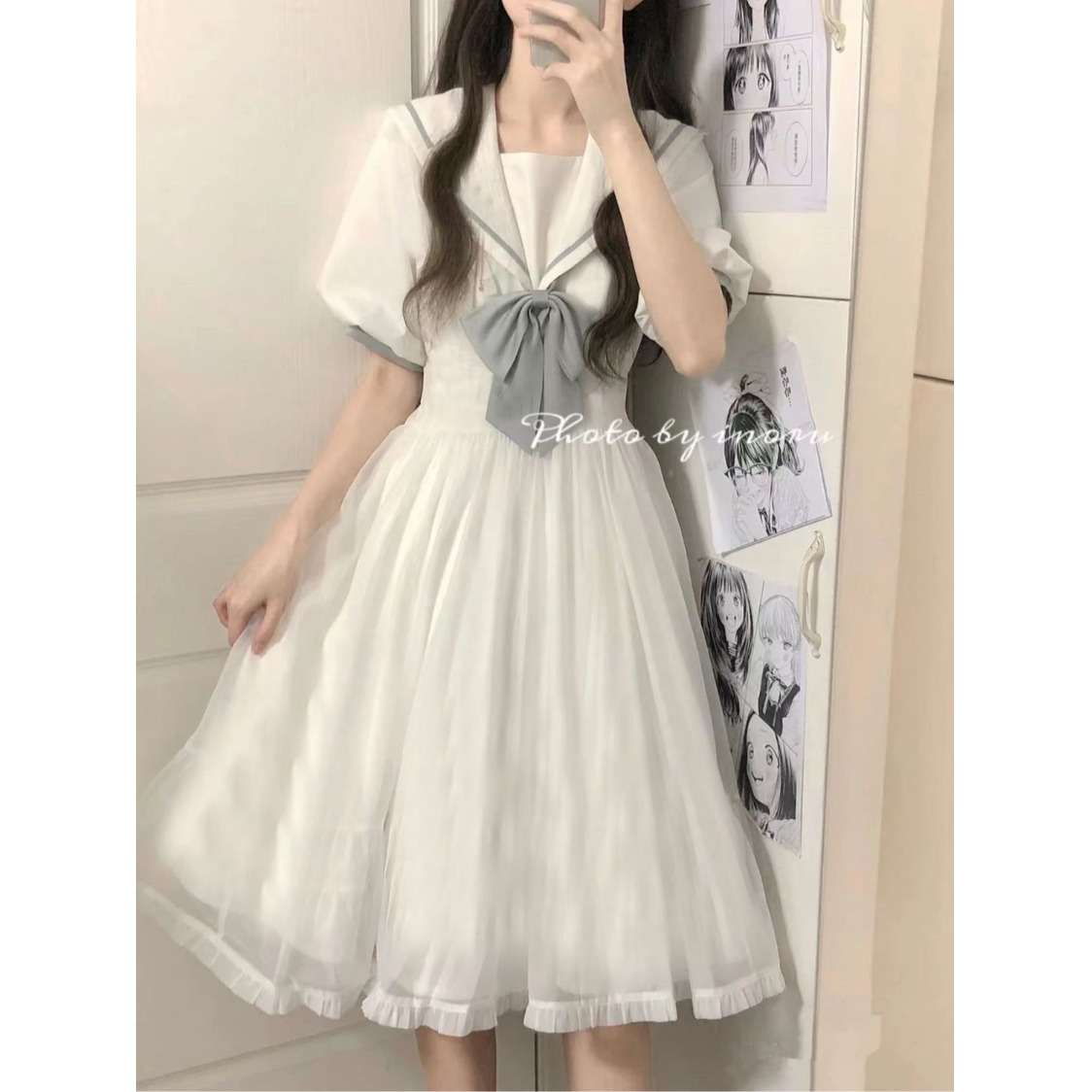 量産型/参戦服/推し活 セーラー風シフォンワンピース
