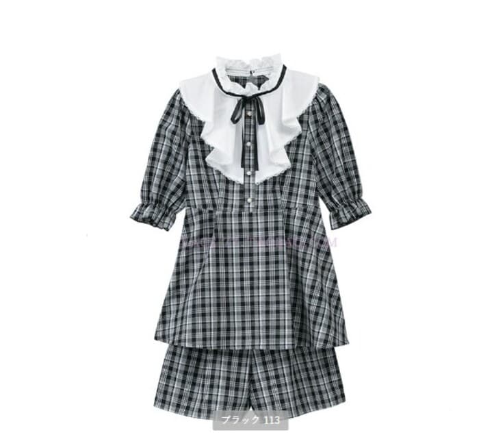 量産型/参戦服/推し活 ガーリーセットアップ ふんわりチェック