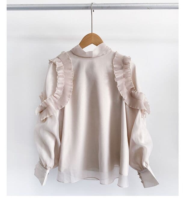 量産型/参戦服/推し活 フリル袖シフォンブラウス