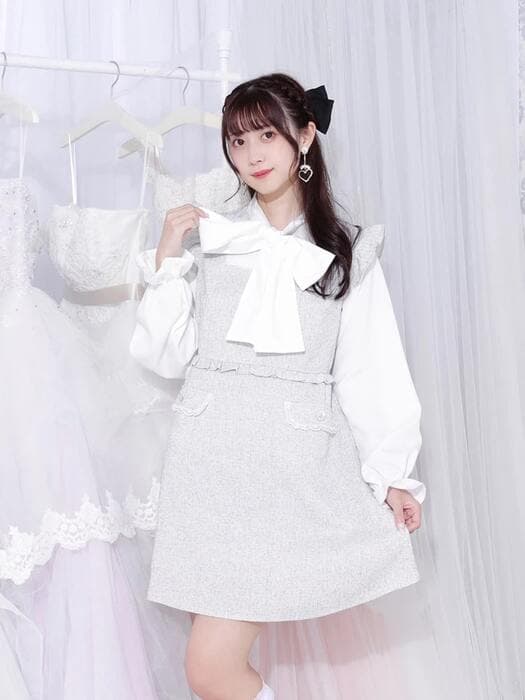量産型/参戦服/推し活 リボンチェックワンピース