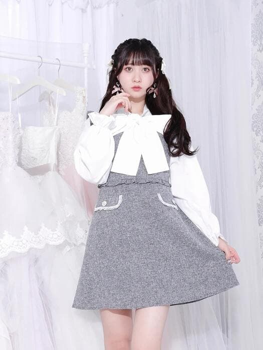 量産型/参戦服/推し活 リボンチェックワンピース
