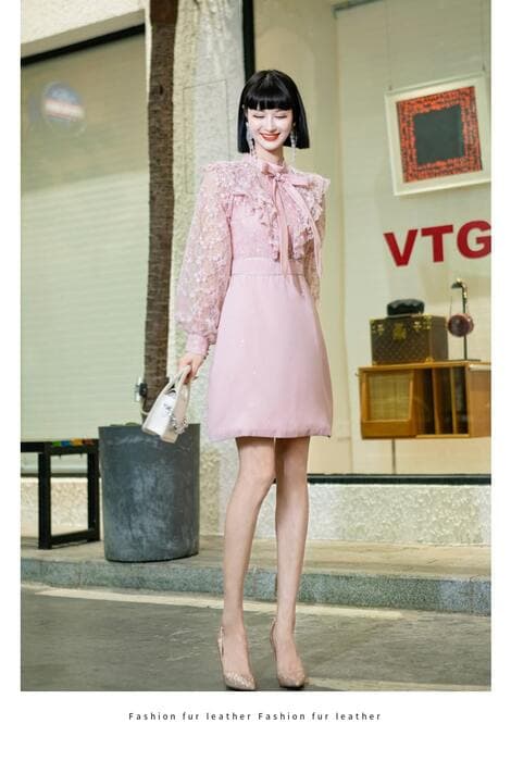 量産型/参戦服/推し活 花柄シースルーワンピース