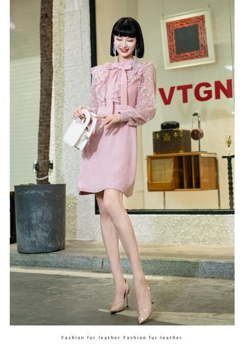 量産型/参戦服/推し活 花柄シースルーワンピース