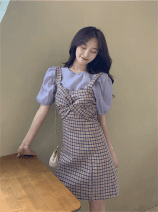 量産型/参戦服/推し活 胸元のリボンが可愛い!パープルワンピース