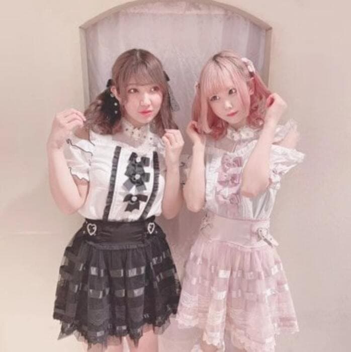 量産型/参戦服/推し活 リボンたっぷり!透け感が可愛いワンピース