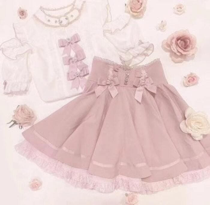 量産型/参戦服/推し活 リボンたっぷり!透け感が可愛いワンピース