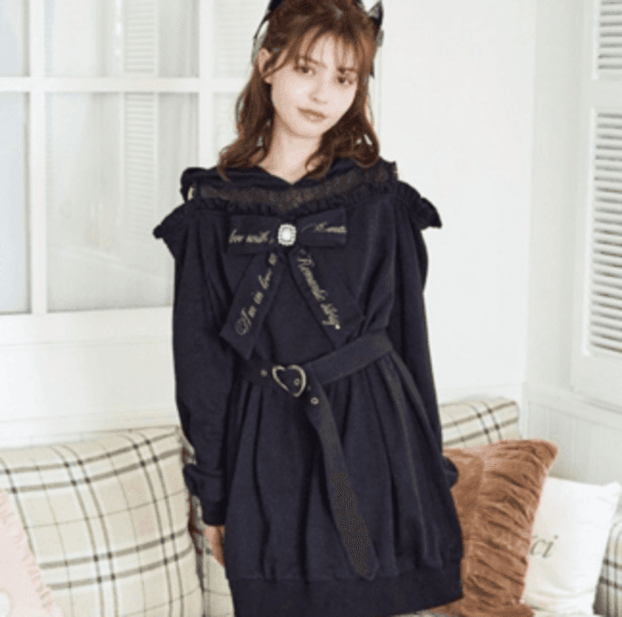 量産型/参戦服/推し活 パーカーワンピースハート 付きベルト