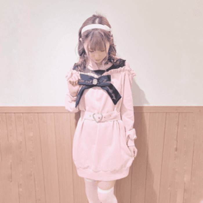 量産型/参戦服/推し活 パーカーワンピースハート 付きベルト