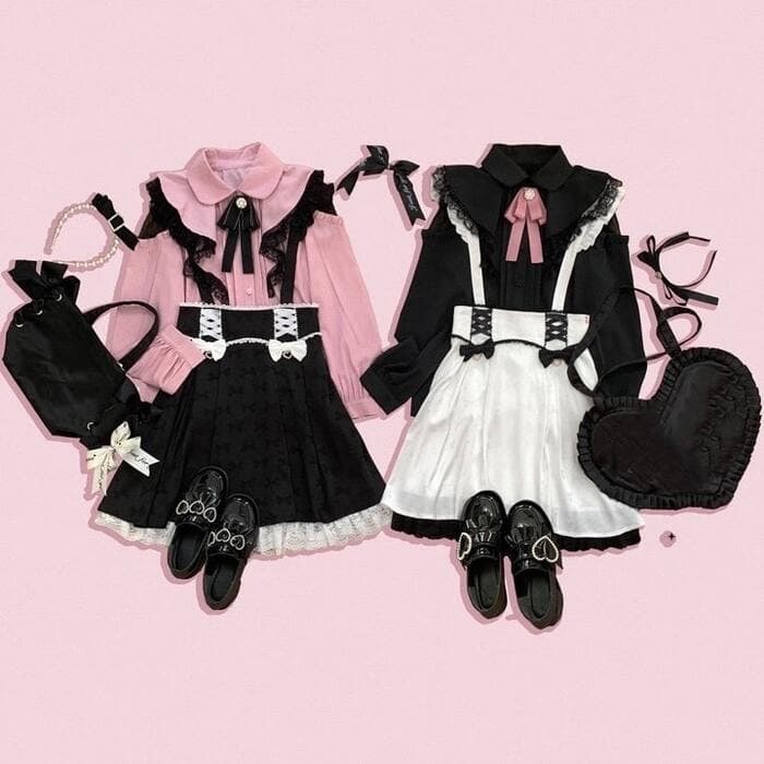 量産型/参戦服/推し活 リボンが特徴的!肩の透け感がかわいいブラウス