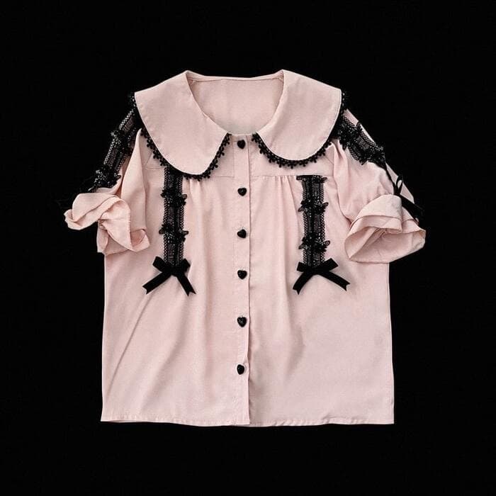 量産型/参戦服/推し活 デザイン性のあるレースが可愛いブラウス
