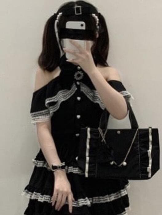 量産型/参戦服/推し活 ショルダーオープンリボンブラウス