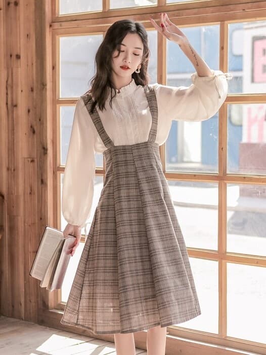 量産型/参戦服/推し活 チェック柄ワンピース