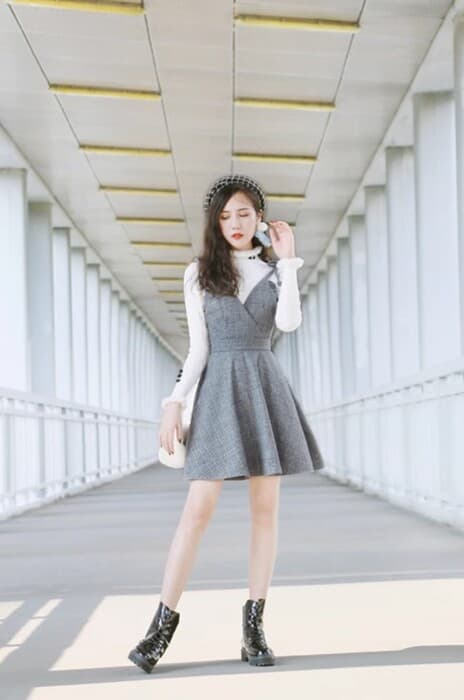 量産型/参戦服/推し活 大人女子風 グレンチェックワンピース