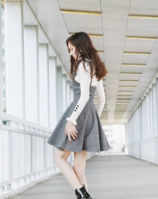 量産型/参戦服/推し活 大人女子風 グレンチェックワンピース