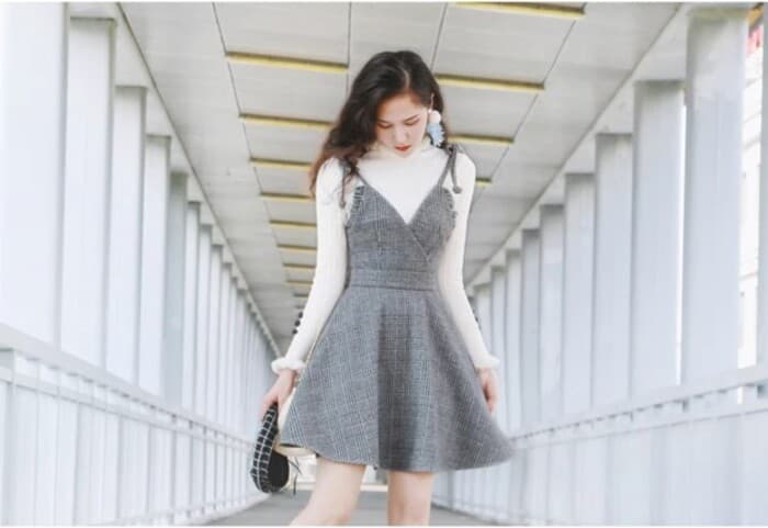 量産型/参戦服/推し活 大人女子風 グレンチェックワンピース