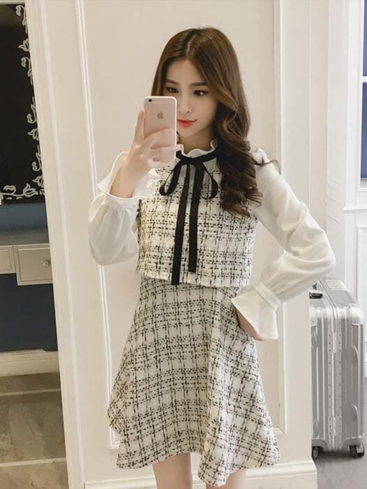 量産型/参戦服/推し活 リボンネックショートワンピース