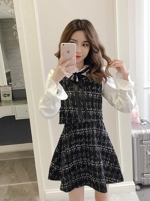 量産型/参戦服/推し活 リボンネックショートワンピース