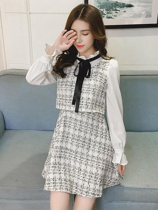 量産型/参戦服/推し活 リボンネックショートワンピース