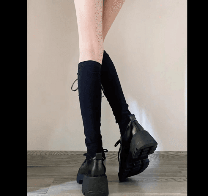量産型/参戦服/推し活 編み上げデザイン靴下