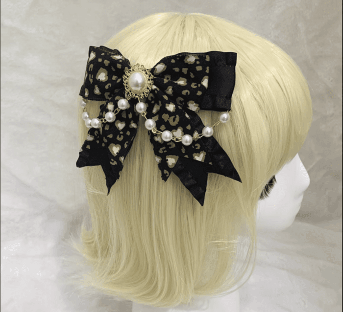 量産型/参戦服/推し活 パールモチーフが上品なリボンヘアアクセサリー