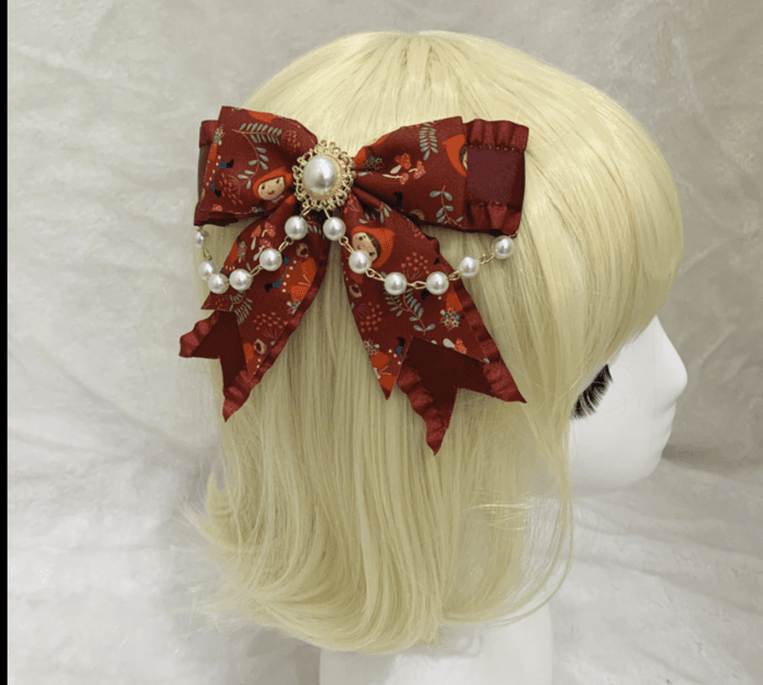 量産型/参戦服/推し活 パールモチーフが上品なリボンヘアアクセサリー