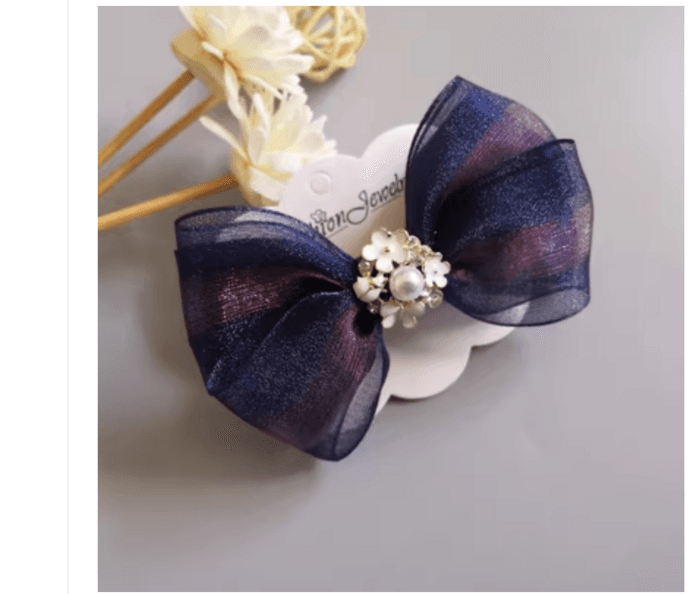 量産型/参戦服/推し活 パールモチーフがアクセント!チュールリボンヘアアクセサリー
