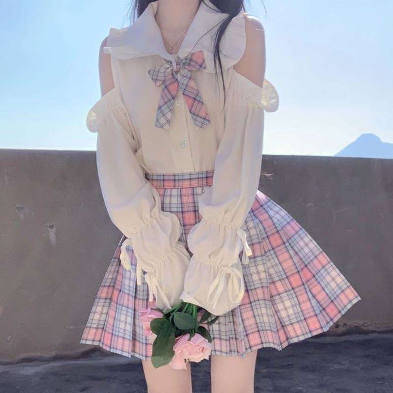 量産型/参戦服/推し活 セーラー風肩出しセットアップ