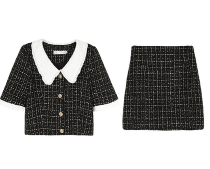 量産型/参戦服/推し活 ビッグカラー半袖ツイードセットアップ