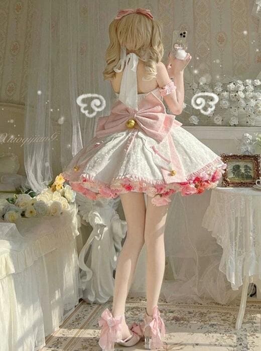 量産型/参戦服/推し活 夏の花嫁・甘ロリータホワイトワンピース