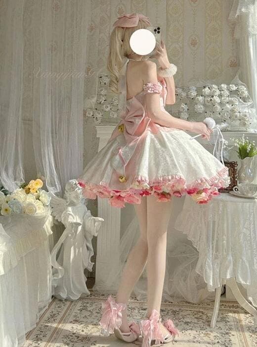 量産型/参戦服/推し活 夏の花嫁・甘ロリータホワイトワンピース