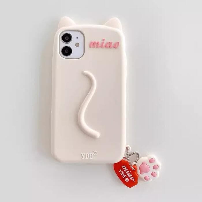 量産型/参戦服/推し活 肉球チャーム付きの猫型スマホケース