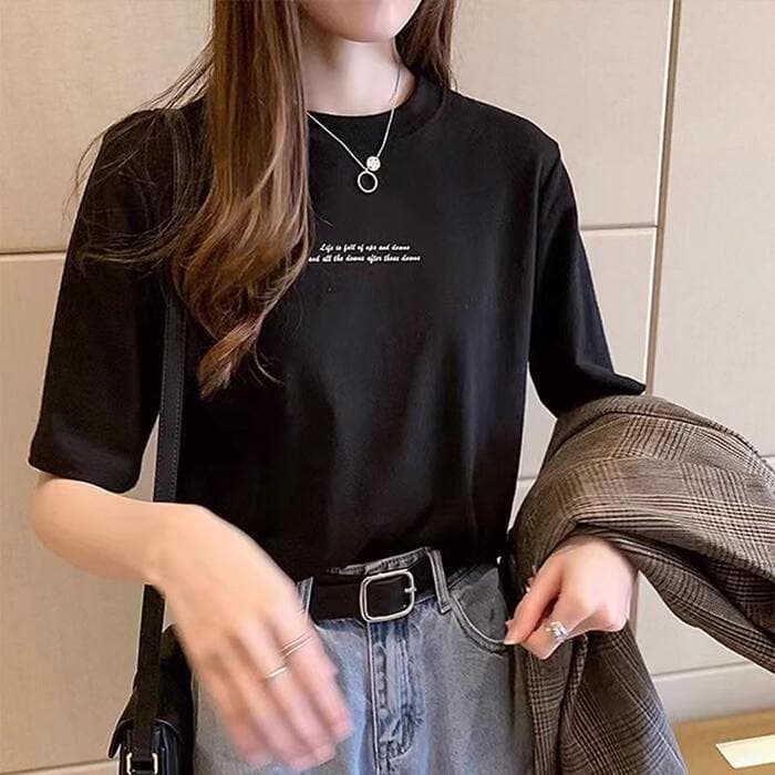 量産型/参戦服/推し活 大人っぽシンプルロゴTシャツ