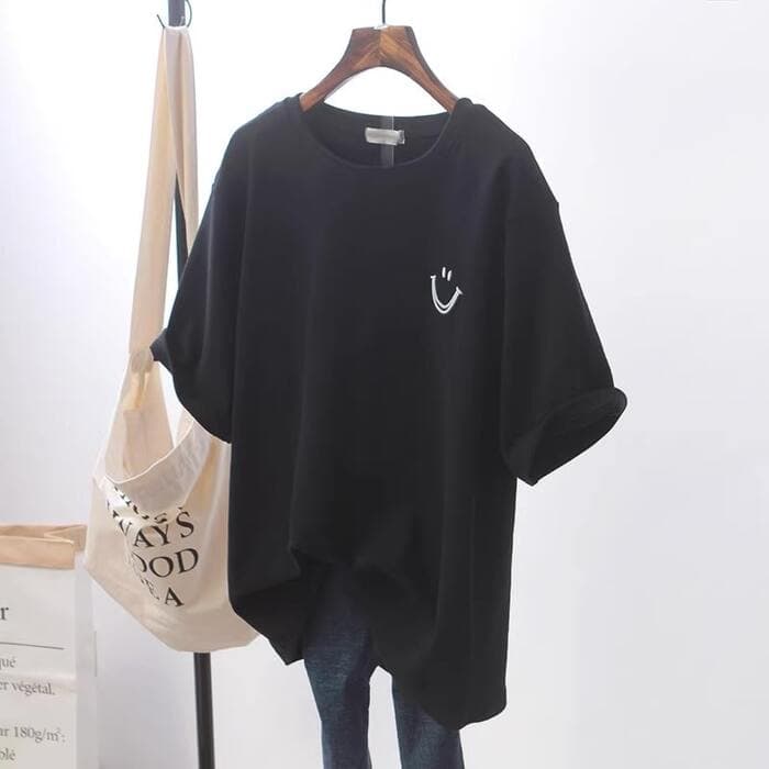 量産型/参戦服/推し活 スマイルマークがアクセントのビッグシルエットTシャツ