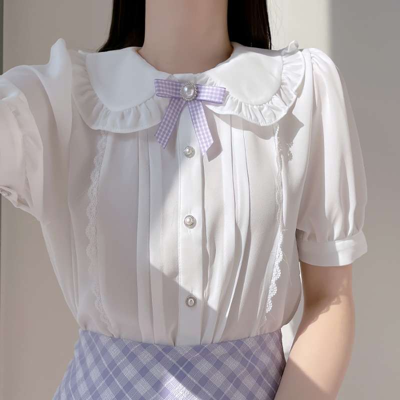 量産型/参戦服/推し活 クラシックリボンブラウス&スカートセット