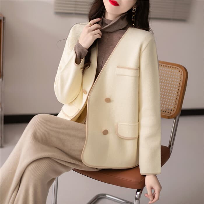 量産型/参戦服/推し活 ノーカラーパイピングコート