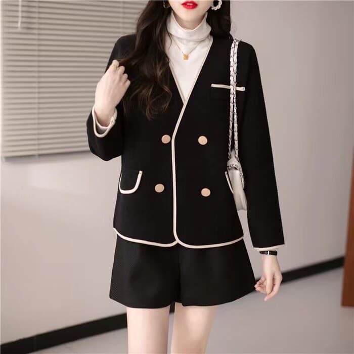 量産型/参戦服/推し活 ノーカラーパイピングコート