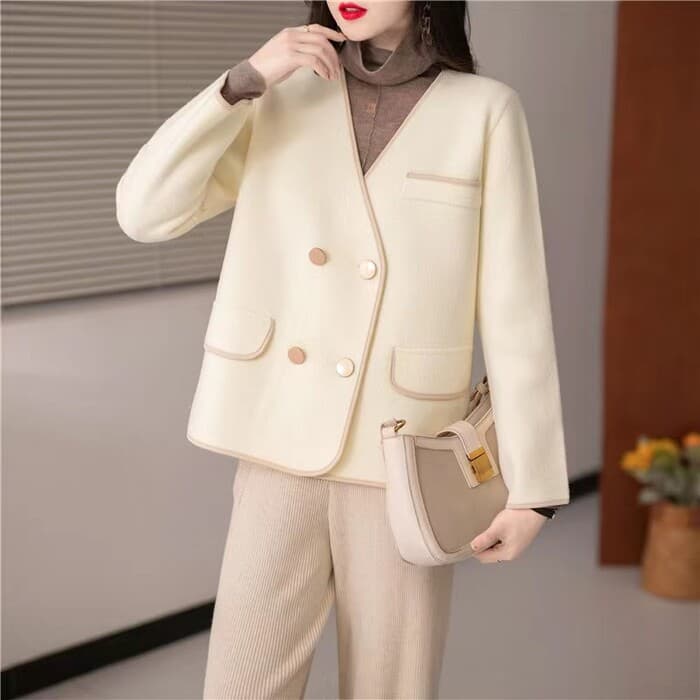 量産型/参戦服/推し活 ノーカラーパイピングコート