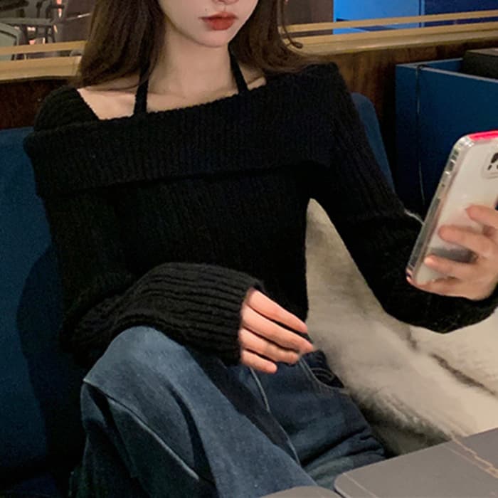 量産型/参戦服/推し活 オフショルダーニット