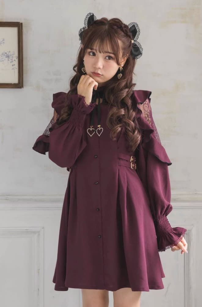 量産型/参戦服/推し活 ファンシーレースミニワンピース