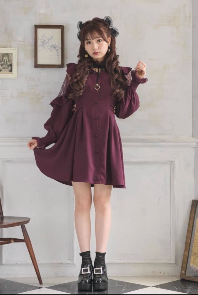 量産型/参戦服/推し活 ファンシーレースミニワンピース