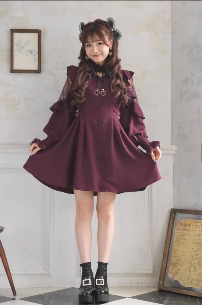 量産型/参戦服/推し活 ファンシーレースミニワンピース